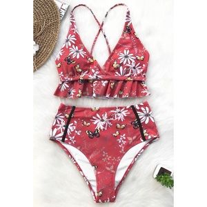 Cupshe 2 piece high waisted swimsuit